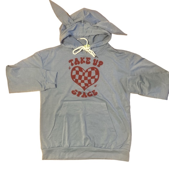 Take up space mental health graphic ear hoodie sweatshirt size small - Picture 5 of 8